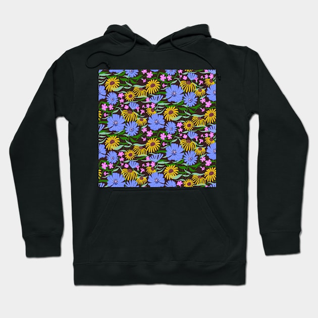 Blue Summer flowers Hoodie by Papergrape